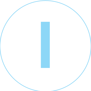 A light blue uppercase letter "I" centered within a white circle with a light blue outline.